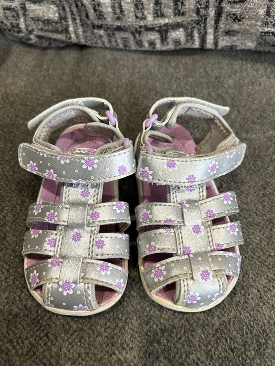 See Kai Run Other - See Kai Run Kids Silver Sandals with Purple Floral Accent size 6